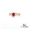 Natural Oval Ruby & Diamond Crossover Ring - Engagement Ring For Her