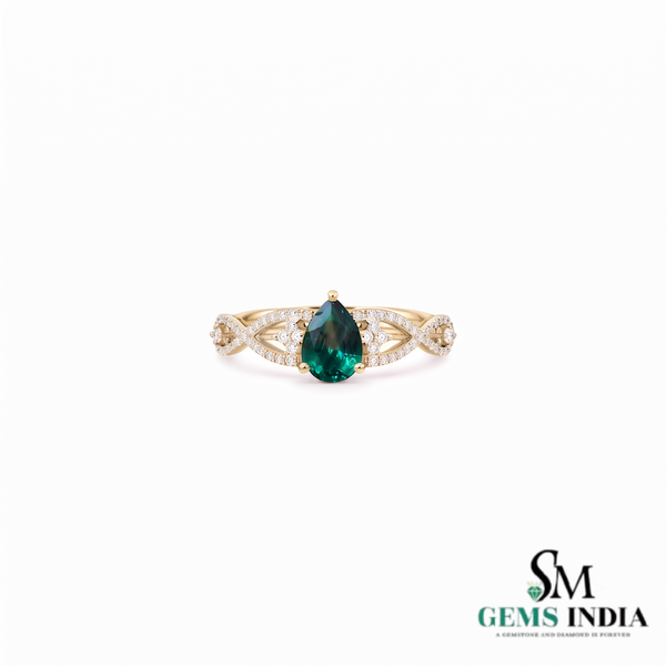 Pear Cut Emerald Green Gemstone Infinity Engagement - Green Gemstone Jewelry