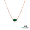 Minimalist Emerald Green Baguette Pendant Necklace for Women
