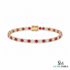 Natural Round Ruby & Diamond Tennis Bracelet - Birthday Gift for Her