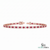 Natural Round Ruby & Diamond Tennis Bracelet - Birthday Gift for Her