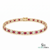 Elegant Princess Cut Ruby & Diamond Tennis Bracelet - Fine Gold Jewelry