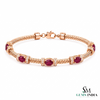 Natural Ruby & Diamond Twisted Rope Link Bracelet in 14K Gold - Anniversary Gift