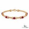 Natural Ruby & Diamond Twisted Rope Link Bracelet in 14K Gold - Anniversary Gift
