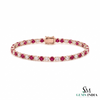 Natural Round Ruby & Diamond Tennis Bracelet - Birthday Gift for Her