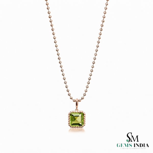 Minimalist Square Solitaire Peridot - Green Gemstone Jewelry
