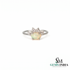Vintage Oval Opal and Diamond Crown Ring - October Birthstone Jewelry