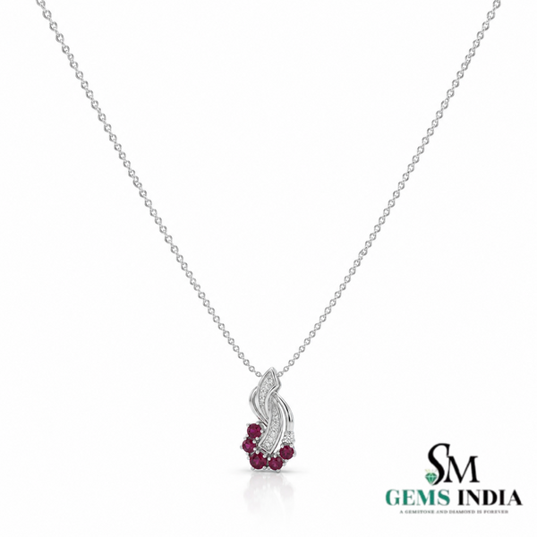 Natural Round Ruby Diamond Accent Swirl Pendant - Fine Jewelry for Women