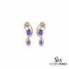 Natural Oval Tanzanite & Diamond Dangle Earrings – Elegant Vintage Drop Earrings