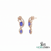 Natural Oval Tanzanite & Diamond Dangle Earrings – Elegant Vintage Drop Earrings