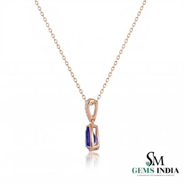 Natural Trillion Tanzanite and Diamond Pendant – Luxury Gemstone Gold Pendant