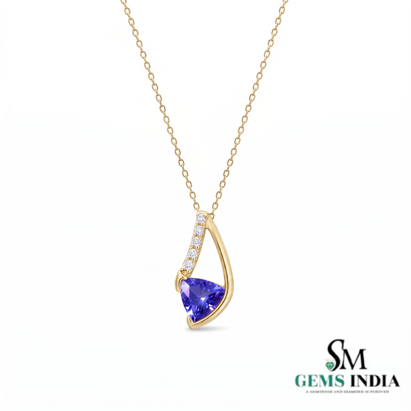 Trillion Tanzanite & Diamond Pendant - December Birthstone Jewelry