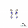 Natural Oval Tanzanite & Diamond Dangle Earrings – Elegant Vintage Drop Earrings