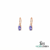 Oval Tanzanite and Diamond Drop Leverback Earrings - December Birthstone Jewelry Gift