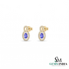 Oval Tanzanite Diamond Halo Stud Earrings – Elegant Earrings for Women