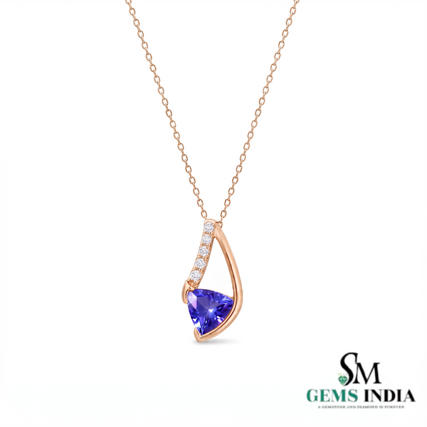 Trillion Tanzanite & Diamond Pendant - December Birthstone Jewelry