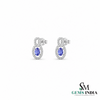 Oval Tanzanite Diamond Halo Stud Earrings – Elegant Earrings for Women