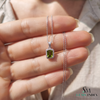 Natural Peridot Emerald Cut Pendant Diamond Accent Jewelry Gift For Her
