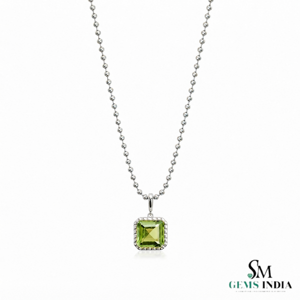 Minimalist Square Solitaire Peridot - Green Gemstone Jewelry