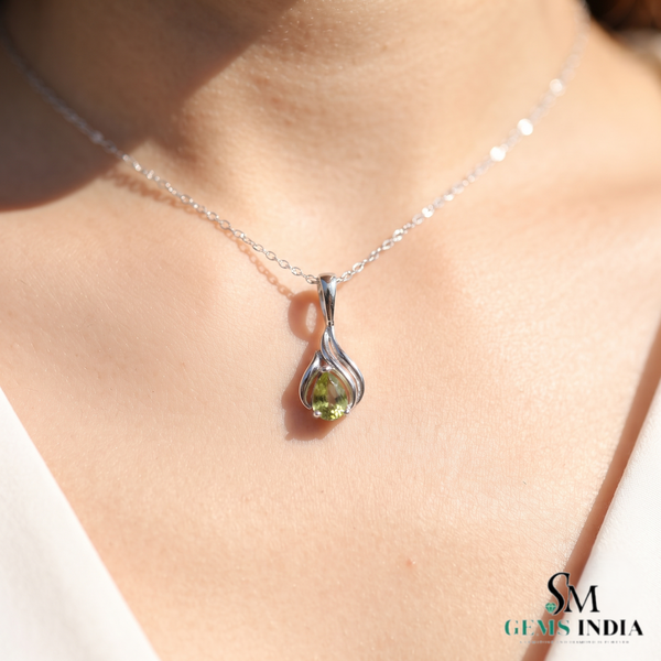 Pear Shaped Peridot Pendant - Anniversary Gift for Her