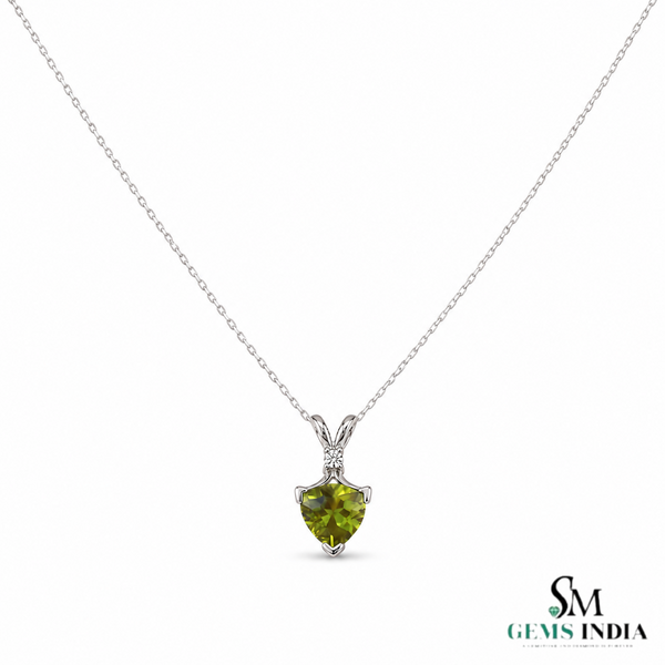 Trillion Cut Peridot Solitaire Pendant - Elegant Fine Jewelry