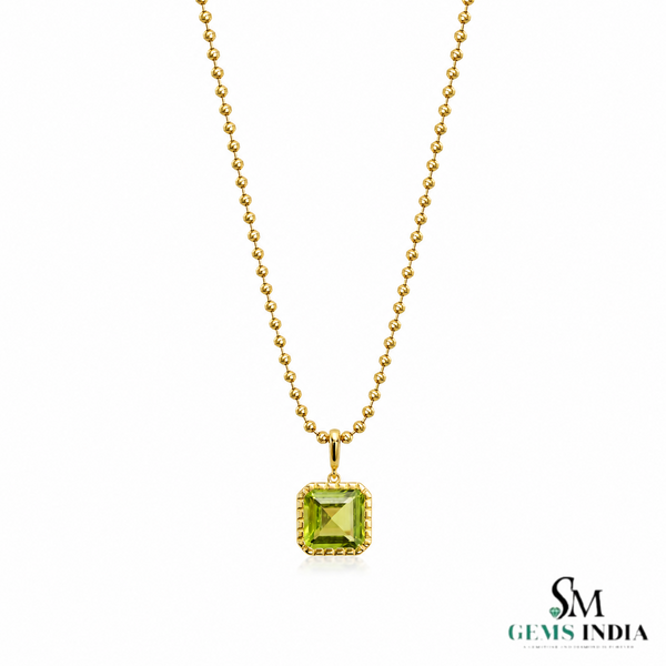 Minimalist Square Solitaire Peridot - Green Gemstone Jewelry