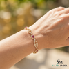 Luxury Natural Oval Ruby & Diamond Vintage Link Bracelet - Elegant Fine Jewelry