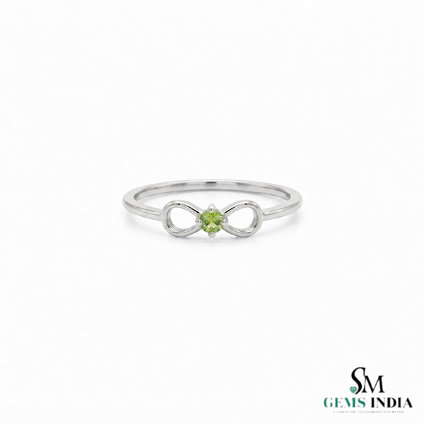 Elegant Natural Peridot Infinity Ring - Minimalist Promise Ring