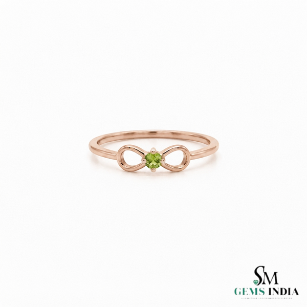 Elegant Natural Peridot Infinity Ring - Minimalist Promise Ring