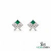 Princess Cut Emerald Green Geometric Stud Earrings - Fine Jewelry Earrings