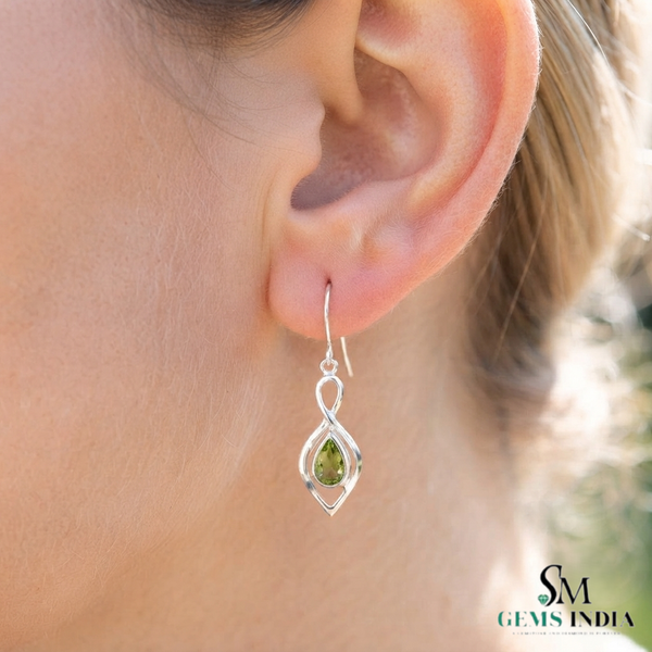 Natural Pear Cut Peridot Gold Leverback Drop Earrings - Minimalist Fine Jewelry Gift for Women