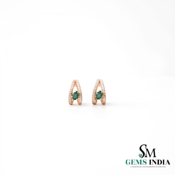 Pear Cut Emerald Green Open Teardrop stud Earrings