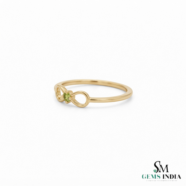 Elegant Natural Peridot Infinity Ring - Minimalist Promise Ring