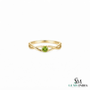 Round Cut Peridot Crossover Ring - Elegant Twist Band