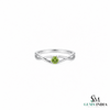 Round Cut Peridot Crossover Ring - Elegant Twist Band