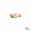 Round Cut Peridot Crossover Ring - Elegant Twist Band