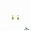 Natural Pear Cut Peridot Gold Leverback Drop Earrings - Minimalist Fine Jewelry Gift for Women