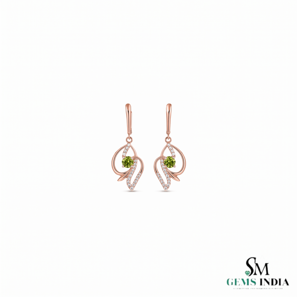 Nature Inspired Peridot & Diamond Accent Gold Drop Earrings - Fine Jewelry