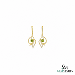 Nature Inspired Peridot & Diamond Accent Gold Drop Earrings - Fine Jewelry