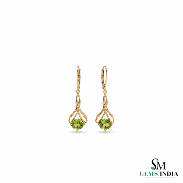 Oval Peridot Dangle Drop Earrings for Women - August Birthstone Gift