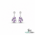 Pear Amethyst and Diamond Dangle Earrings - Gift for Women