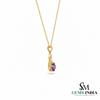 Round Amethyst Pendant Diamond Accent Purple Gemstone - Gift for Her