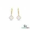 Cushion Cut Opal Clover Drop Earrings with Diamond Halo - Statement Jewelry