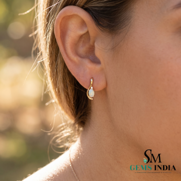 Natural Oval Opal Teardrop Stud Earrings for Women – Fine Jewelry Gift