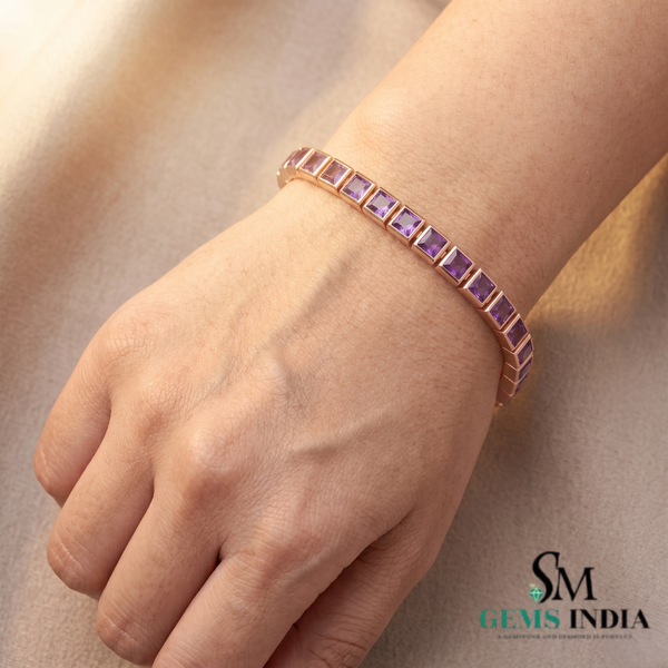 Modern Princess Cut Amethyst Tennis Bracelet – Gemstone Jewelry for her