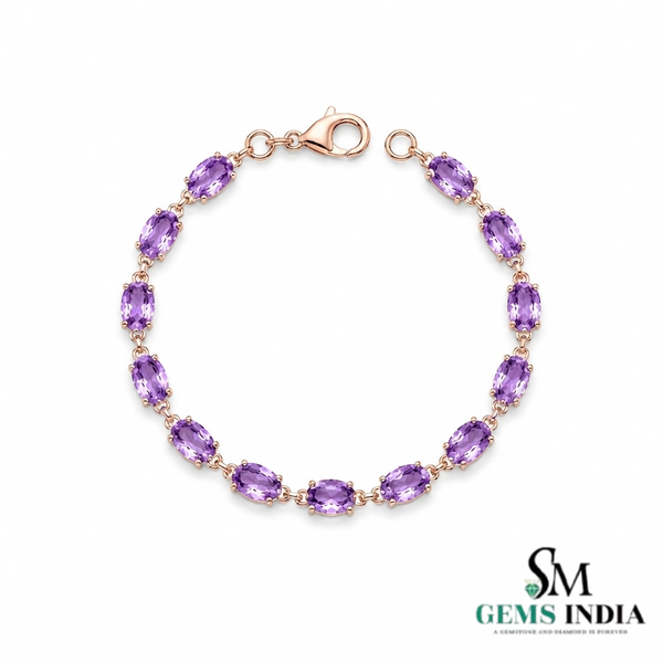 Luxury Purple Oval Amethyst Tennis Bracelet - Jewelry Gift for Her