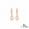 Oval Natural Opal Flower Drop Earrings with Diamond Accents - October Birthstone Jewelry