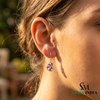 Pear Amethyst and Diamond Dangle Earrings - Gift for Women