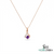 Round Amethyst Pendant Diamond Accent Purple Gemstone - Gift for Her
