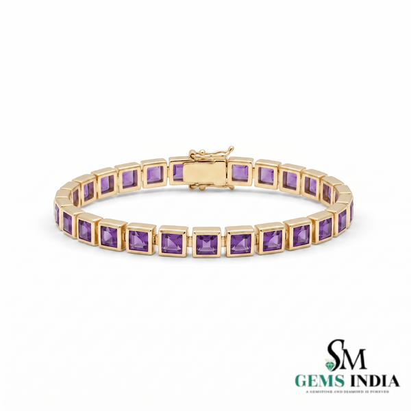 Modern Princess Cut Amethyst Tennis Bracelet – Gemstone Jewelry for her